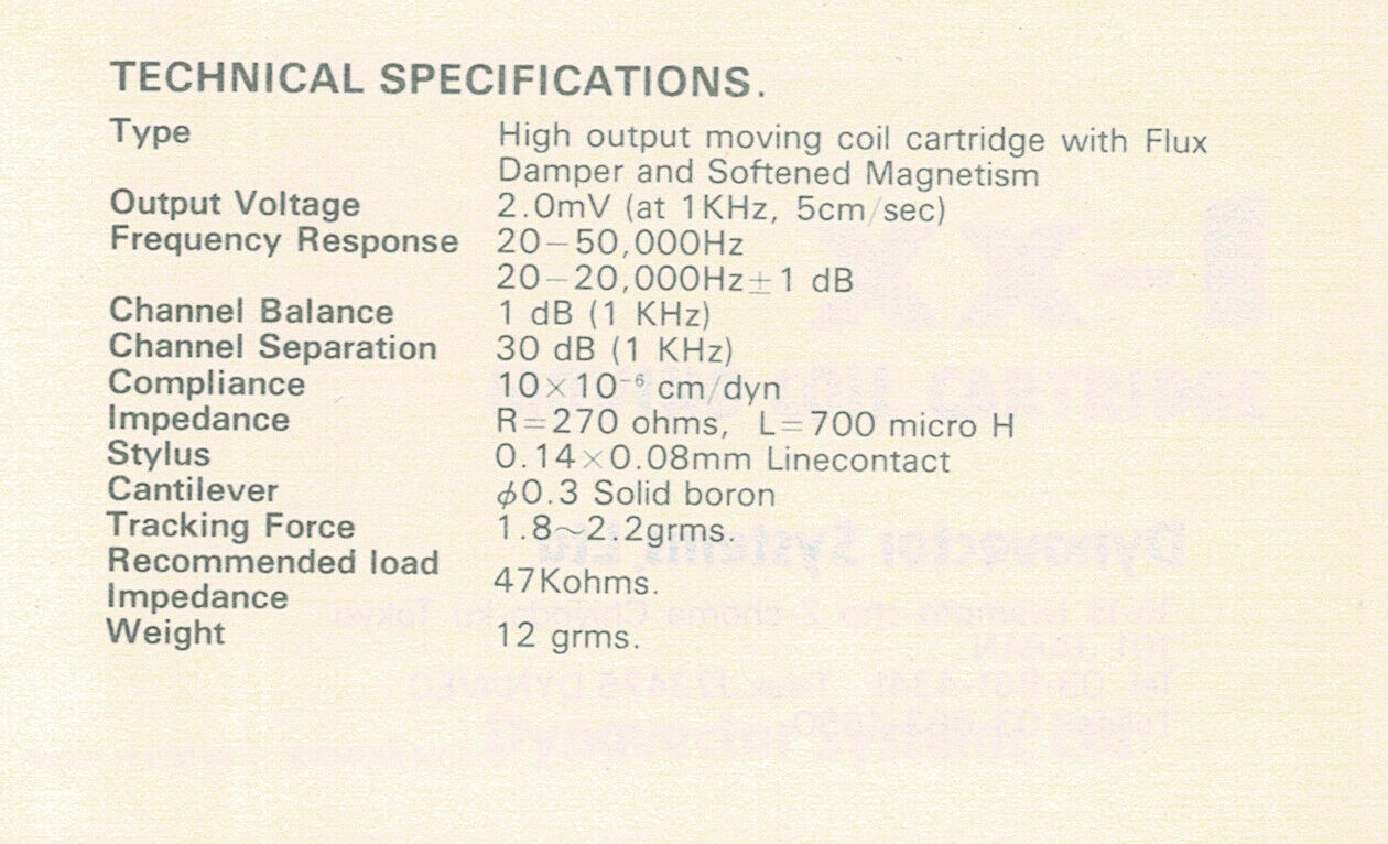 NOS !! Dynavector DV XX-1 MC Cartridge